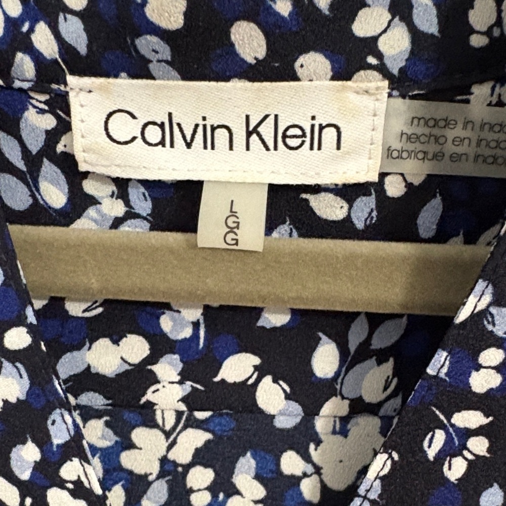 Calvin Klein Navy and White Patterned Blouse - Picture 2 of 7
